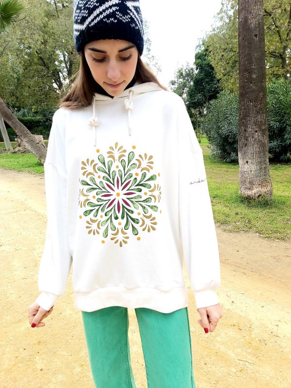 Sudadera con capucha de algodón 100% ecológico. Pintado a Mano