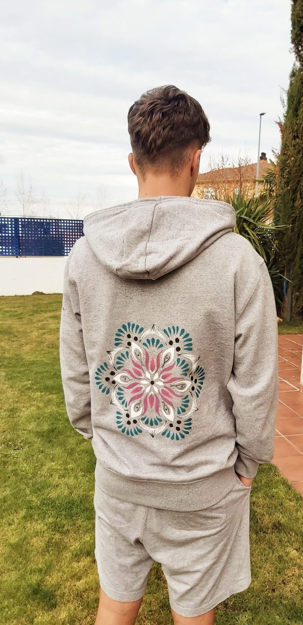 Sudadera Unisex con capucha. Pintada a mano. Diseño Único Algodón 100% Ecológico