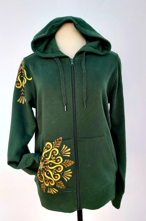 Sudadera Sol Naciente, de algodón 100% ecológico Pintada a Mano