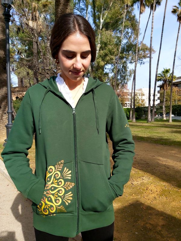 Sudadera Sol naciente de algodón 100% ecológico Pintada a Mano. Personalizada